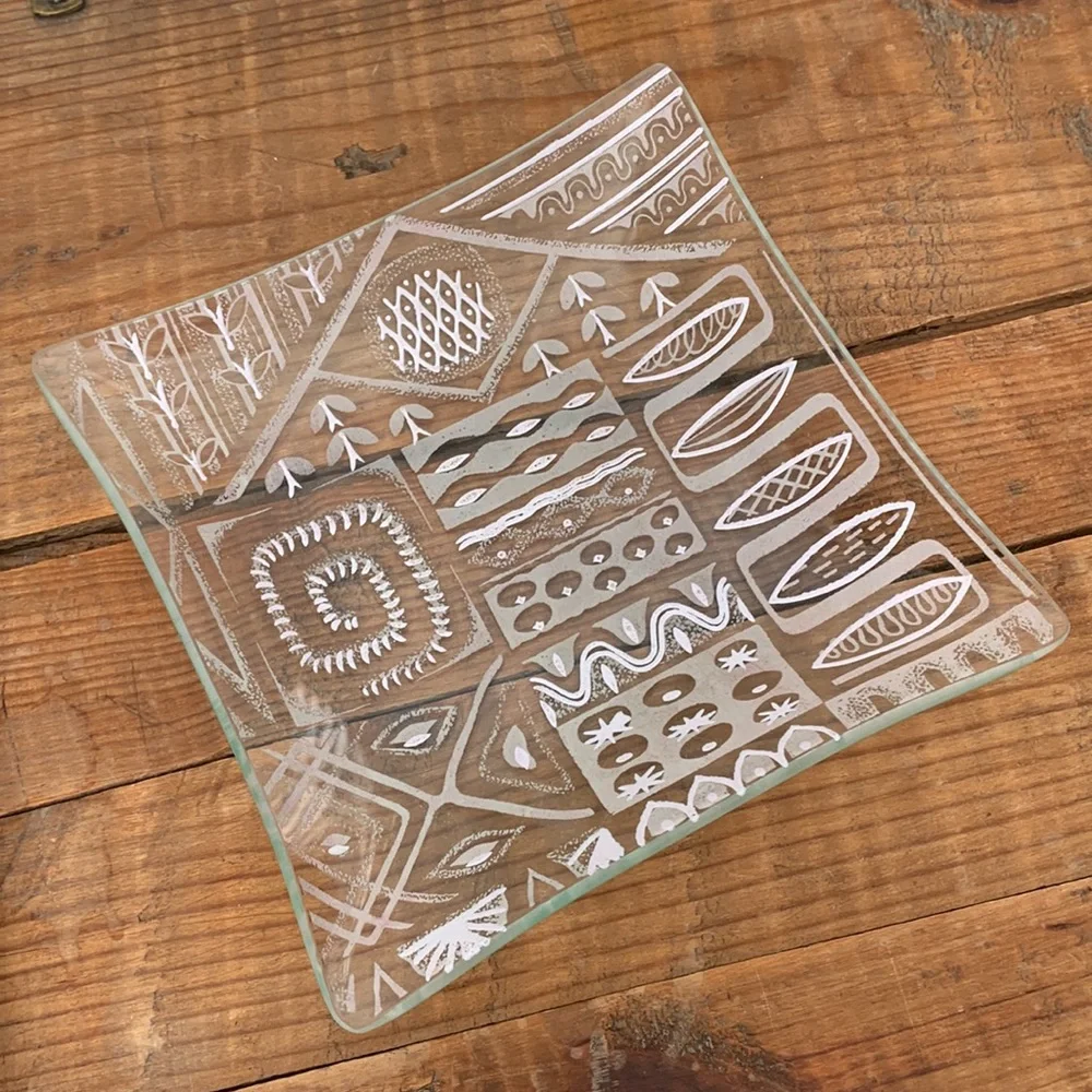 Mid-Century Modern vintage glass dish EUC quirky eclectic